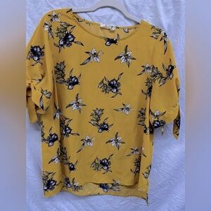 Everleigh Anthropologie Floral Yellow Women's Top sz Small